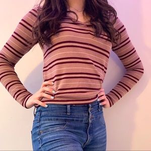 Pink Rose Striped Long Sleeve